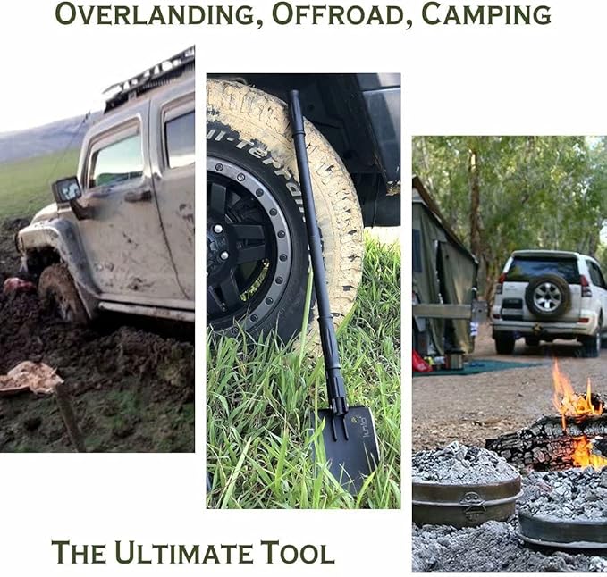 iunio Camping Shovel,Shovel Folding, Portable, Multitool, Foldable Entrenching Tool, Collapsible Spade, for Backpacking, Trenching, Hiking, Survival, Car Emergency