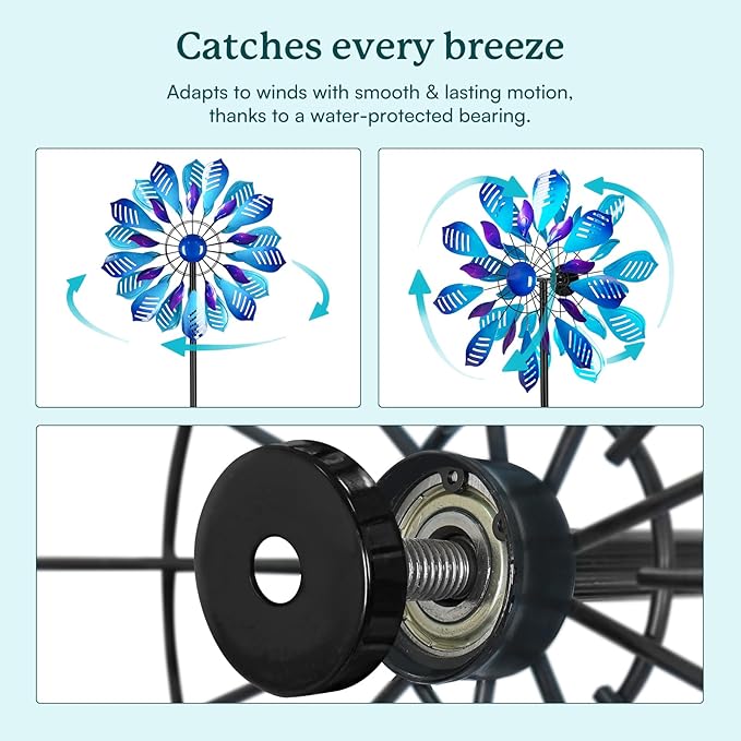 Garden Wind Spinners Outdoor, Metal Yard Spinner, Large Wind Spinner, Gift for Family Friends(84'' H x 24'' W)