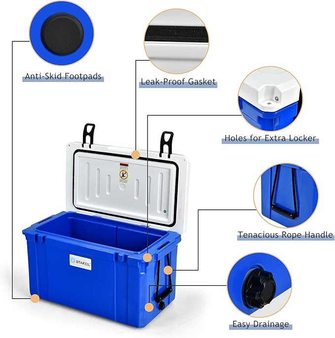 Goplus 26/58/79 Quart Cooler, Ice Chest with 4-Day Ice Retention, Anti-Leak Latch, Heavy Duty Hard Cooler, Rotomolded Cooler Camping Cooler for Outdoor Activities, BBQs, Beach