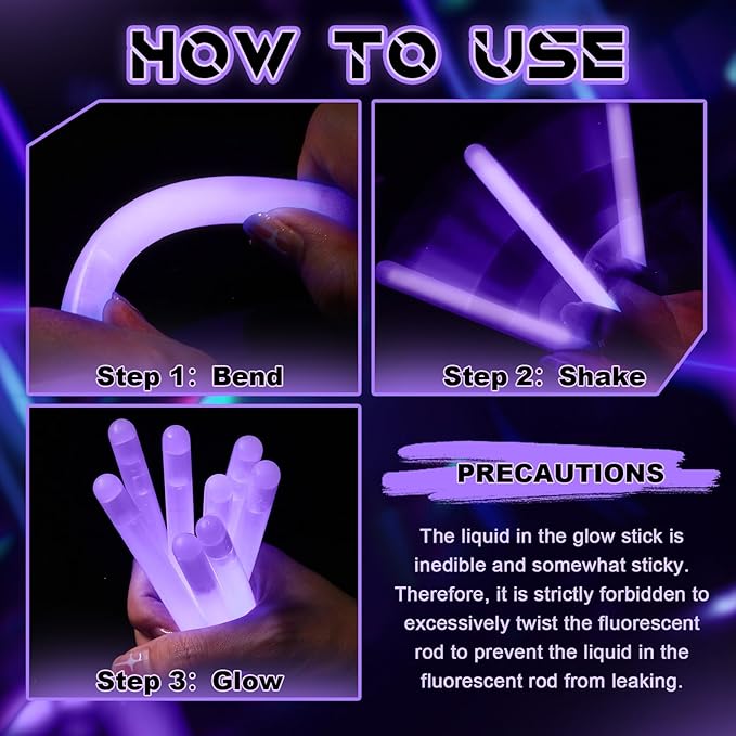 Lewtemi 4" or 6" 100 Pack Bright Glow Sticks Bulk, Glow in The Dark Party Supplies Birthday and Holidays Party Favors