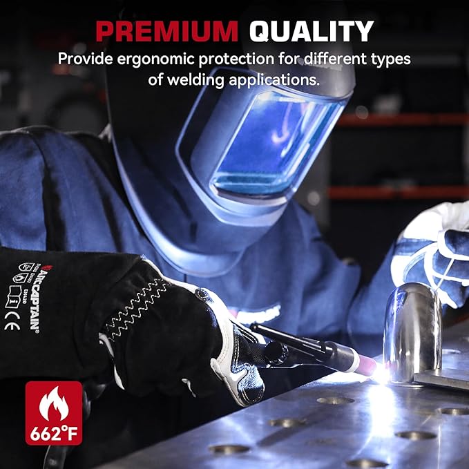 ARCCAPTAIN Tig Welding Gloves: Premium Goatskin Grain Leather, Dexterity, Comfort, Duralble Tig Gloves for Work Protection