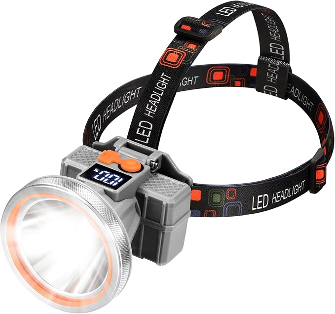 Spotlight Rechargeable Headlamp, Super Bright LED Headlight Waterproof Head Lamp for Outdoor Camping Running Hiking Night Fishing Hunting