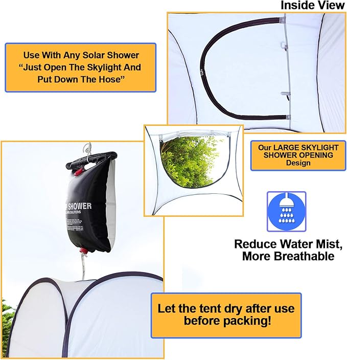 Leader Accessories Pop Up Shower Tent Dressing Changing Room Privacy Portable Camping Shelters 4' x 4' x 78" H Extra-Large Space