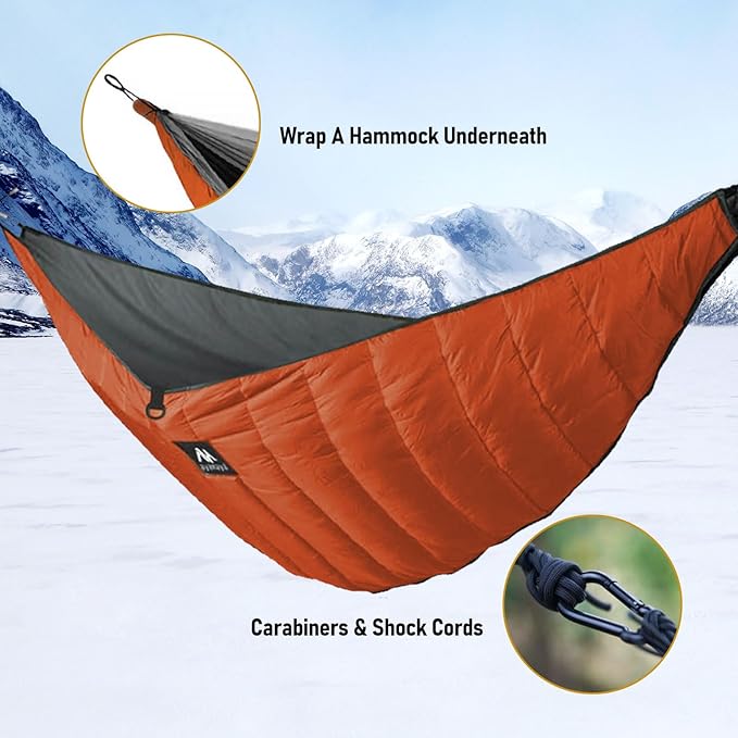 AYAMAYA Single & Double Hammock Underquilt Full Length Big Size Under Quilts for Hammocks, Camping Backpacking Essential, Winter Cold Weather Warm UQ Blanket Bottom Insulation