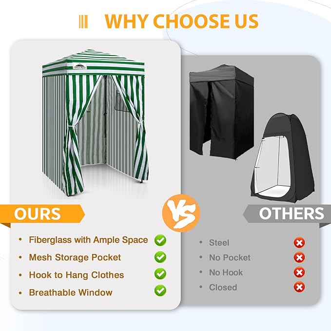 EAGLE PEAK Flex Ultra Compact 4x4 Pop-up Canopy, Sun Shelter, Changing Room, Portable Privacy Canopy Cabana for Pool, Fashion Photoshoots, or Camping, Green/White