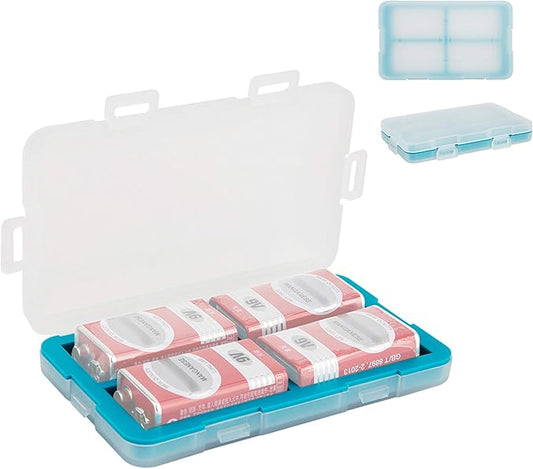 JJC 9V Battery Case for 4x 9V,Water-Resistant & Shockproof, 9V Battery Storage Organizer Carrying Case, PP Shell Ultra-Slim Easy to Carry