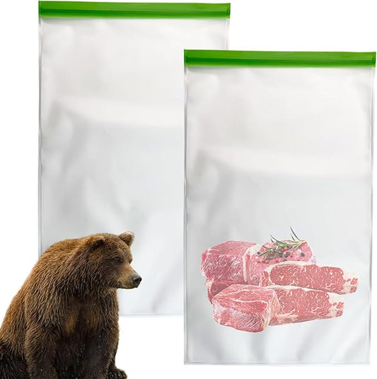 Odor Proof Food Storage Bear Bags Reusable Zipper Barrier Bags Airtight Bags Keep Fresh and Waterproof for Backpacking, Camping, Outdoor Bear Proof Refrigerator Freezing (2 Pack)