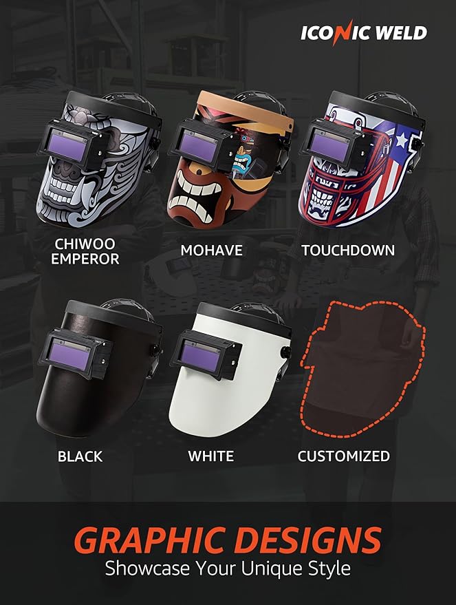 Auto Darkening Welding Helmet - Lightweight, Shade #3/11, with Bag (White)