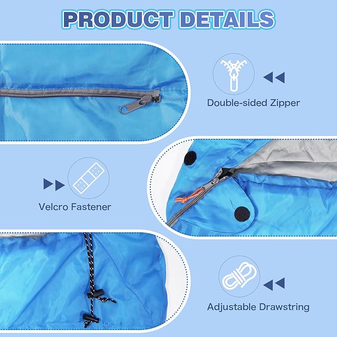 REDCAMP Kids Mummy Ultra Lightweight Sleeping Bag for Backpacking, Comfort for Warm Weather, with Compression Sack