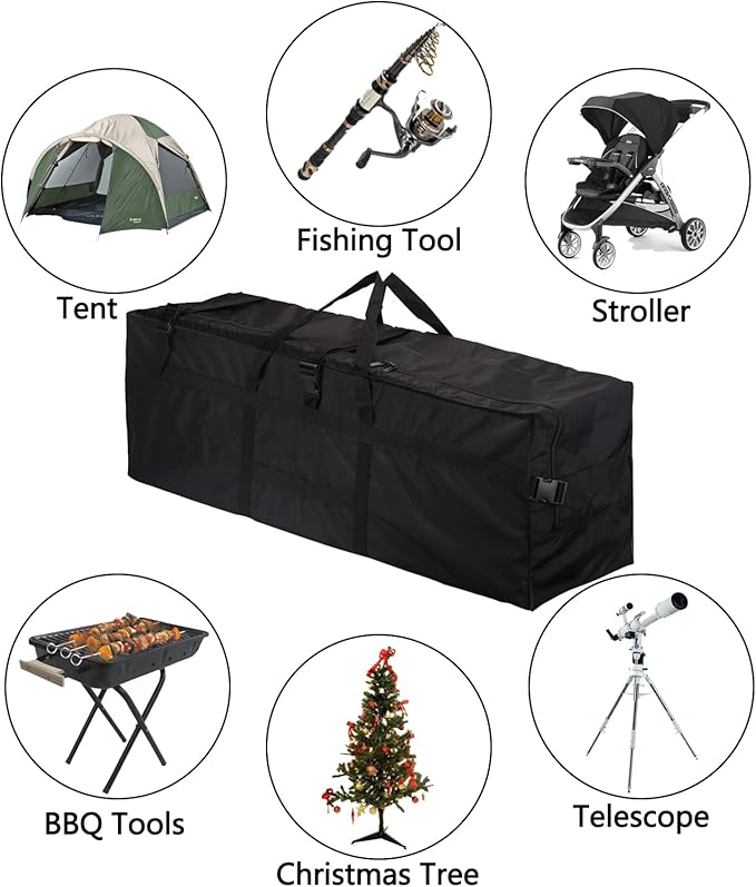 43" Sports Duffle Bag, RicoRich 150L Extra Large Travel Duffel Luggage Bag with Upgrade Zipper, Durable & Water Resistant for Camping Tent Fishing Beach tote (Black)