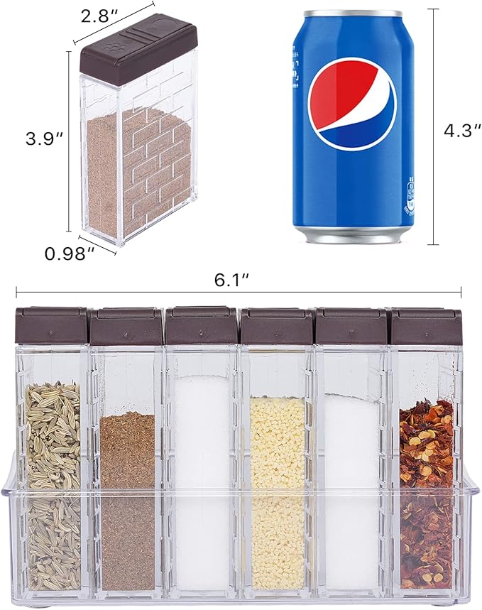 URALFA Mini Salt and Pepper Shakers With Lid, Plastic Spice shaker Seasoning Shaker, Travel Spice Containers without Spices, Brown