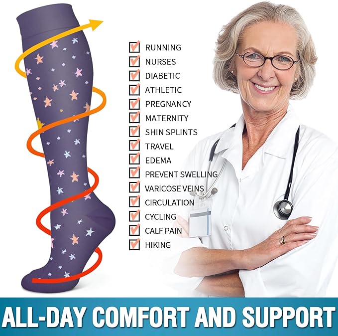 6 Pack Copper Compression Socks for Women and Men Circulation-Best Support for Medical, Running,Nursing,Athletic