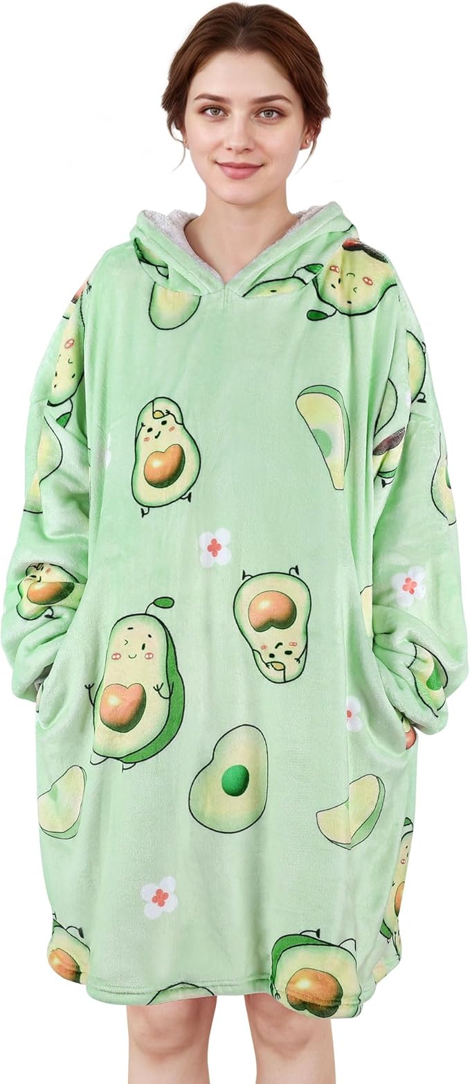 LetsFunny Blanket Hoodie,Oversized Wearable Sherpa Fleece Blanket Sweatshirt,Super Soft Warm Cozy with Giant Pocket,for Women Men Adults Teenagers Kids, One Size Fits All