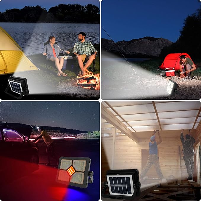 ERAY Portable LED Work Light with Rechargeable Battery 15000mAh 10000 LM, Solar Camping Lights, IP66 4 Lighting Modes Worklight for Outdoor Building Emergency Car Repairing