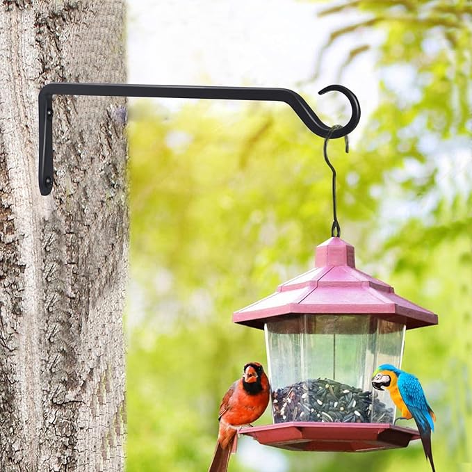 12inch 4 Pack Plant Hanger, Sturdy Hanging Plant Hangers Outdoor, Bird Feeder Hanger for Bird Feeders, Planters, Lanterns, Wind Chimes Indoor Outdoor, Upgrade Black