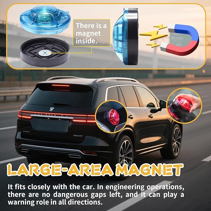 Tumecos Emergency Flare Alert Warning Signal Caution Light LED Beacon Pro with Magnetic Base for Vehicle (Blue 1)