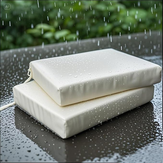 20 x 18 Inch Outdoor Chair Cushions for Patio Furniture, UV Resistant Non Slip Waterproof Replacement Patio Seat Cushion with Ties Set of 2, Beige