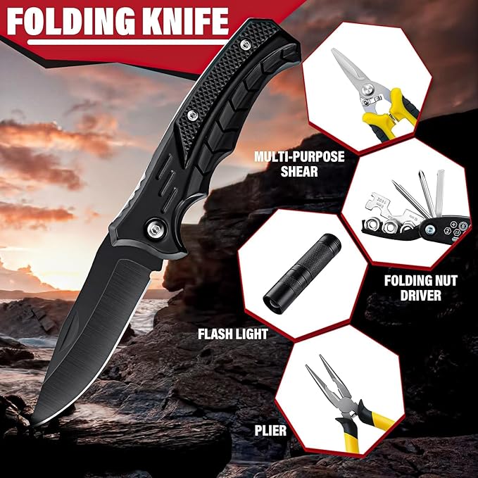 Golden Bird Survival Shovel Set - Multi-Tool Folding Camping Shovel with Carrying Case for Outdoor, 30 Inch Lengthened Handle Tactical Shovels, Off-Road, Gardening, Beach, Sand & Snow, Car Emergency