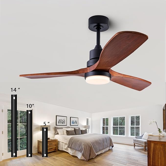36" Ceiling Fans [with Lighting Remote Control], Indoor Outdoor Modern Wooden Ceiling Fan [with 3 Solid Wood Blades] for Kids' Rooms, bedrooms, Offices and More.…