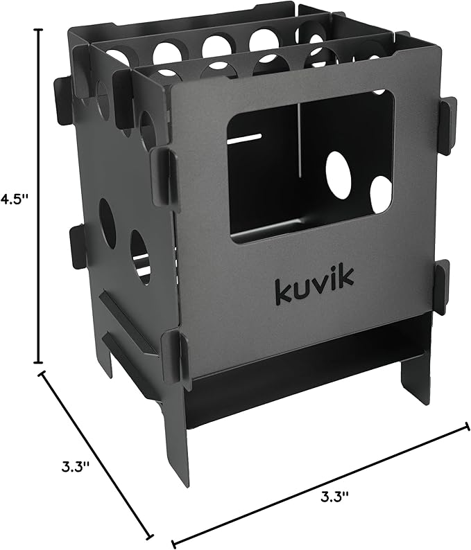 Kuvik Compact Titanium Wood Stove - Ultralight and Compact Stove for Backpacking, Camping, and Survival