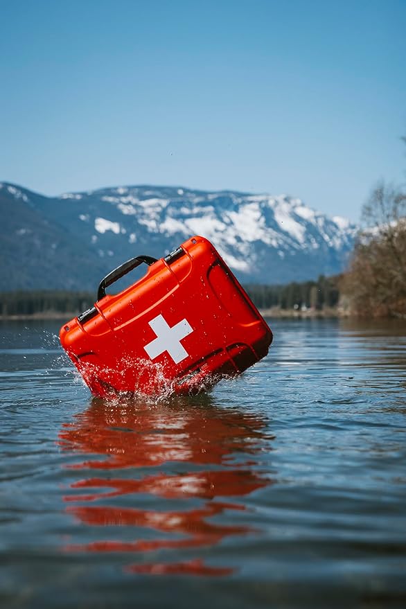 NANUK 904 Waterproof First Aid Box Empty – Durable, Medical First Aid Organizer Case, IP67-Rated, Dustproof, Impact-Resistant, and Floats (7.4" x 4.9" x 3.1") – Red