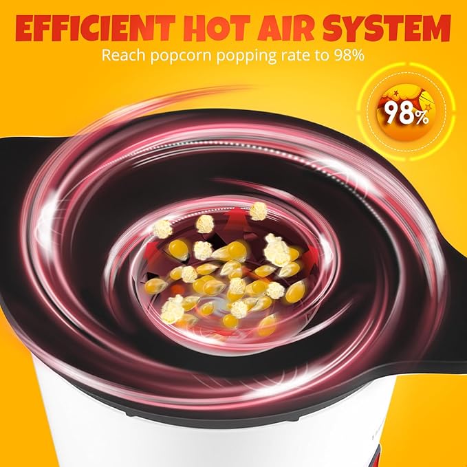 Hot Air Popcorn Popper with Serving Bowl for Family Gathering | Fast & Easy Air Popper Popcorn Maker with On/Off Switch for Family Movie Nights, Parties | Air Popcorn Machine | No Oil, Easy to Clean