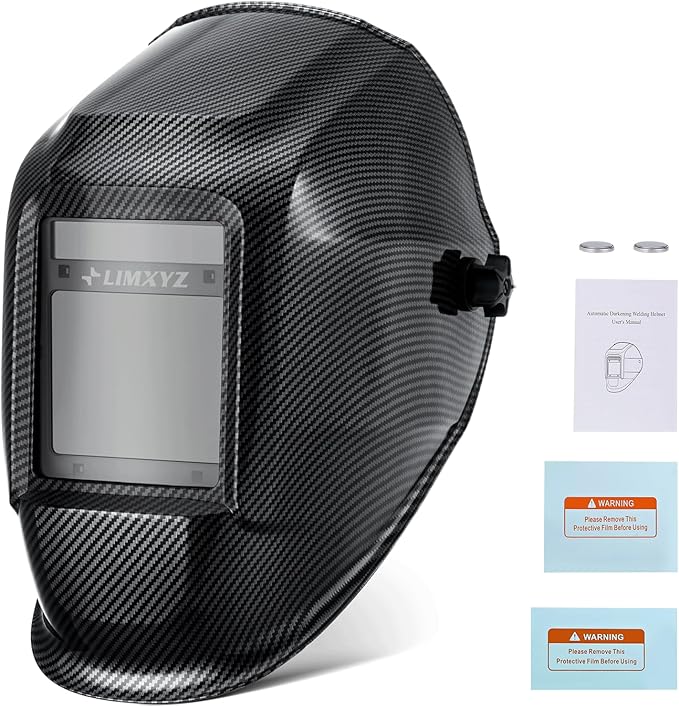 Welding Helmet Auto Darkening,Large Viewing Carbon Fiber Decals 3.94 * 3.15" True Color Welding Hood with 4 Arc Sensors Solar Powered,Wide Shade 5-9/9-13 for TIG, MIG, MAG