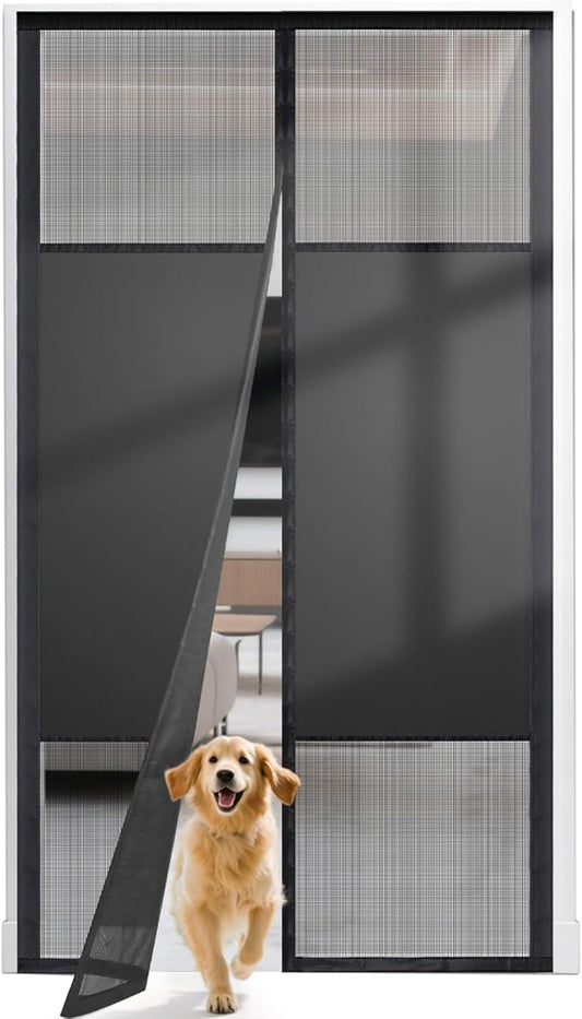 Magnetic Screen Door with Privacy Protection, PET Mesh Screen Fit for Door Size 36x82 Inch, Pet Friendly Screen Curatin for Doorway to Keeps Bugs Out
