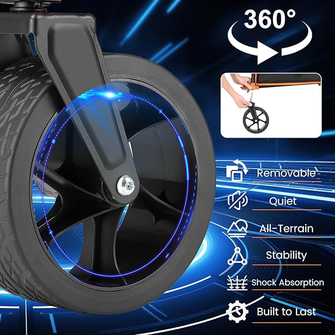 EchoSmile Collapsible Folding Wagon Cart 360lbs, Heavy Duty Garden Utility Cart with All Terrain Wheels, Large Capacity Outdoor Wagon for Camping, Beach, Shopping, Picnic (Black Orange)