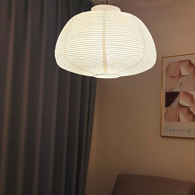 (17.72Inch) Medium Paper Lamp Shade, White Pomegranate Paper Pendant Lamp Shade, Handmade Foldable paper lantern for Indoor Ceiling Lighting Decor