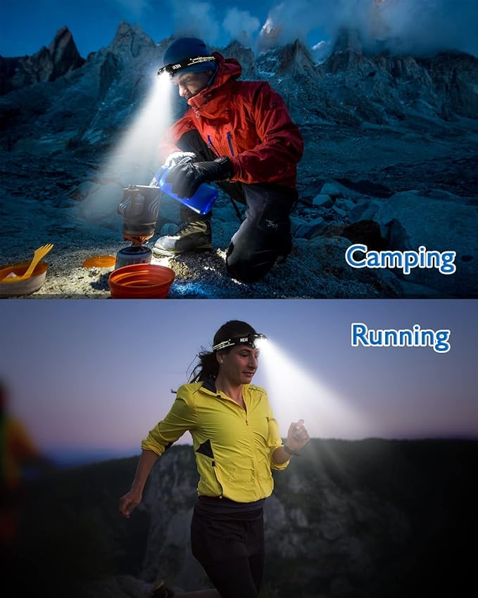 2000LM Ultra Bright 9 LED Headlamp, USB C Rechargeable Headlight, 10 Modes, Waterproof Motion Sensor Head Lamp Flashlight with White Red Light, Adjustable Headband for Adults Outdoor Hiking