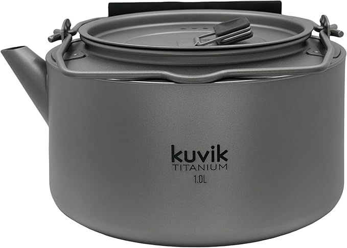 Kuvik Titanium Kettle 1.0L (33.8 oz) - Ultralight and Compact Kettle for Backpacking, Camping, and Home