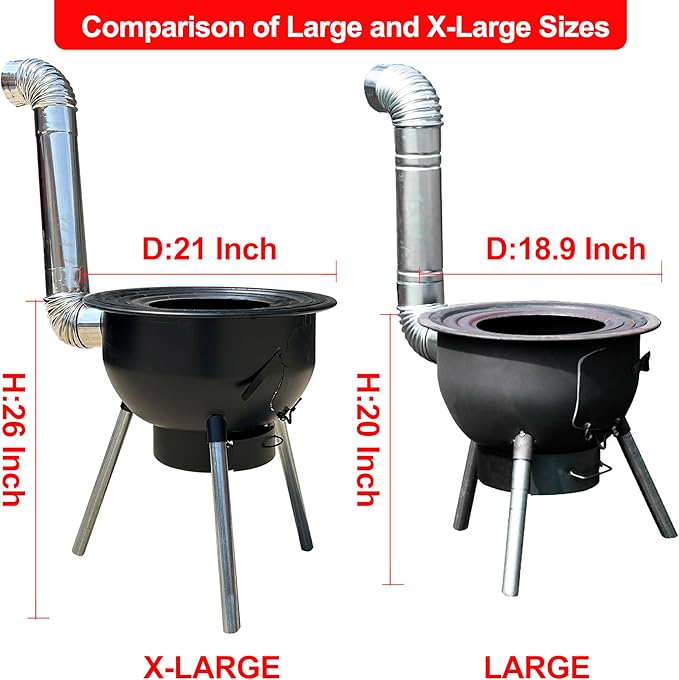 Multifunction Wood Burning Stove with Grill Rack,Large Portable Charcoal Grill,Camping Rocket Stove for Outdoor/Backyard Cooking,Chinese Wood Stove,Off Grid Living Supplies