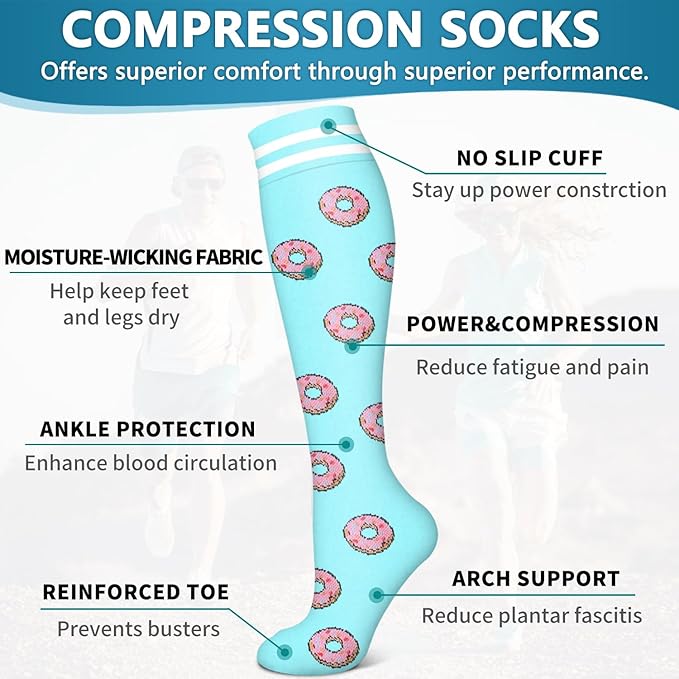 6 Pack Copper Compression Socks for Women and Men Circulation-Best Support for Medical, Running,Nursing,Athletic
