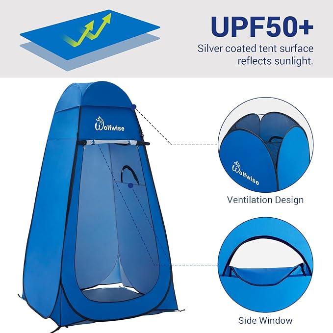 WolfWise Pop Up Privacy Shower Tent Portable Outdoor Sun Shelter Camp Toilet Changing Dressing Room
