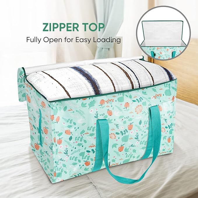 BALEINE 4-Pack Oversized Moving Bags with Reinforced Handles, Heavy-Duty Storage Tote for Clothes, Moving Supplies (Spring Stroll, 4-Pack)