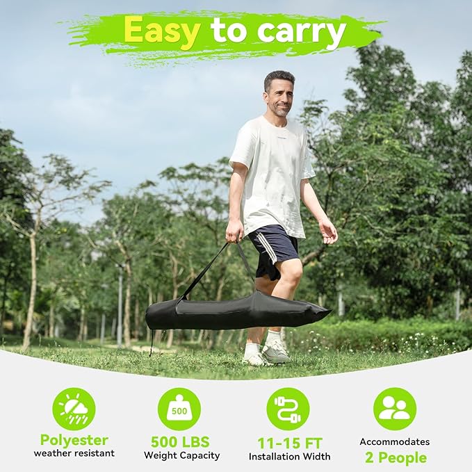 Double Hammock for 2 Person, Handwoven Rope Hammock with Spreader Bar - Indoor & Outdoor Use for Patio, Poolside, Backyard (Brown)