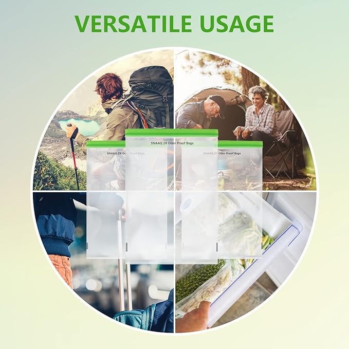 Odor Proof Storage Bags-12ｘ20 Inch, Reusable Double-Tracked Zip Closure Barrier Storage Bags Lock in Odors Keep Contents Fresh and Waterproof, Large No-Odor Bear Bag fit Camping, Hiking, Water Sports and Home Organization（4 Pack）