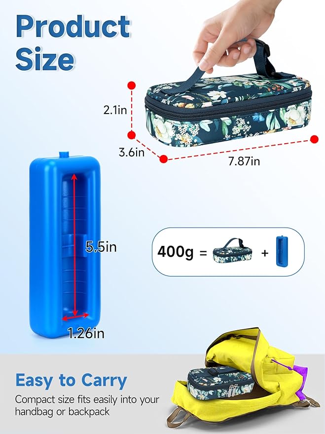 YOUSHARES Insulin Vials Cooler Travel Case - TSA Approved Diabetic Medication Vial Cooling Bag with Protective Ice Brick, Refrigerated Diabetes Supplies Organizer, Small Bottle Carrying Storage