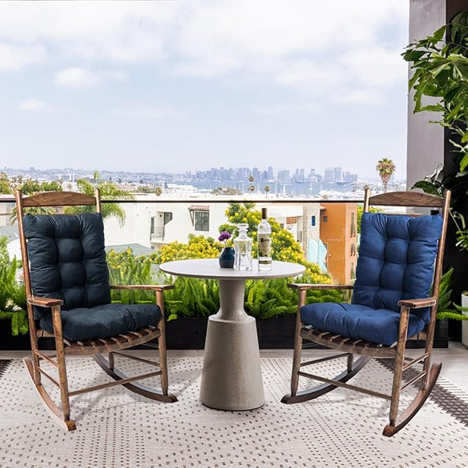 Indoor Outdoor Rocking Chair Cushions Pack of 1, Patio Chair Cushion High Back Chair Seat Cushions for Garden Patio Furniture, Black