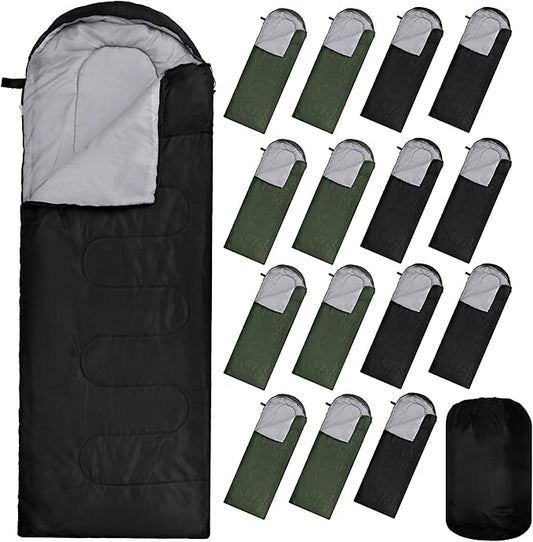 Tudomro 16 Pack Camping Sleeping Bags Bulk Adults Envelope 4 Season Cold Warm Weather Lightweight Waterproof Compact Backpacking Sleeping Bag for Travel Hiking