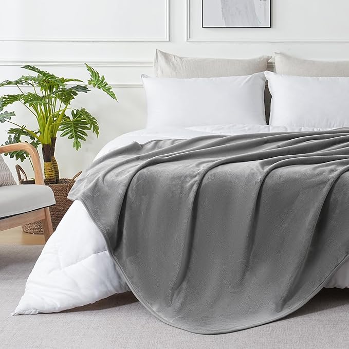 SOCHOW Waterproof Blanket for Bed Sofa Couch, Water Resistant Blanket Washable 60"x80", Reversible Leakproof Bed Cover for Adults Elderly Pets, Grey & Light Grey