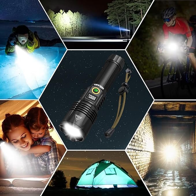 Rechargeable Flashlights 2200 High Lumens, Super Bright LED Flashlight with Zoomable, 6 Modes, IPX6 Waterproof, Powerful Tactical Handheld Flash Light for Camping, Hiking, Emergencies