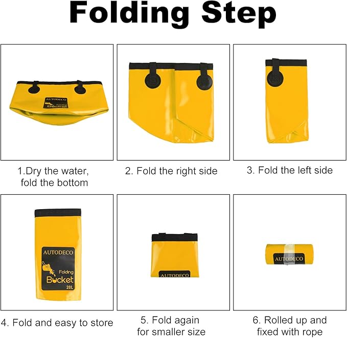 AUTODECO 2 Pack Collapsible Bucket 5 Gallon Container Folding Water Bucket Portable Wash Basin for Outdoor Travelling Camping Fishing Gardening Car Washing 20L