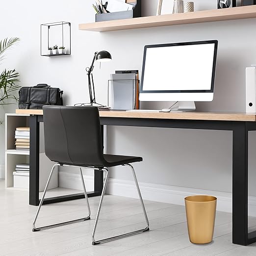 HOLDN’ STORAGE Small Trash Can - Set of 2 Open Top Waste Bin of 1.58 Gallon, Compact Waste Can Perfect for Bathroom, Kitchen, Office, Dorm - Durable Garbage Can - Soft Brass