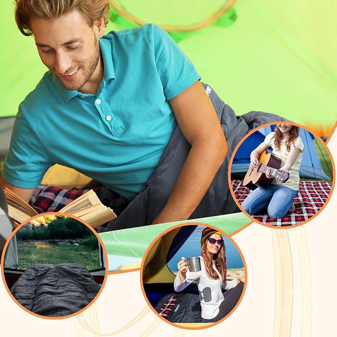 0 Degree Sleeping Bag 100% Cotton Flannel XXL Cold Weather Winter Oversized Sleeping Bag for Adults Camping Zero Degree Big and Tall with Compression Sack