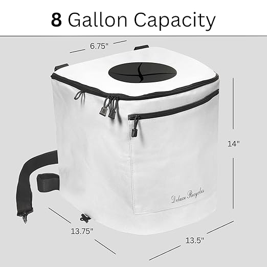 Portable Trash Can for Boating and Camping - Durable and Collapsible with Inner Bin - Kayak, Fishing, Beach, Hiking and Camping Essentials, Boat Accessories 8 Gallon Trash Can (White)