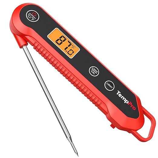 Instant Read Meat Thermometer Digital - TempPro ±0.9°F Pro-acurite Waterproof Food Thermometer for Cooking, Backlight Cooking Thermometer for Meat, BBQ, Grilling Air Fryer Griddle Kitchen Accessories