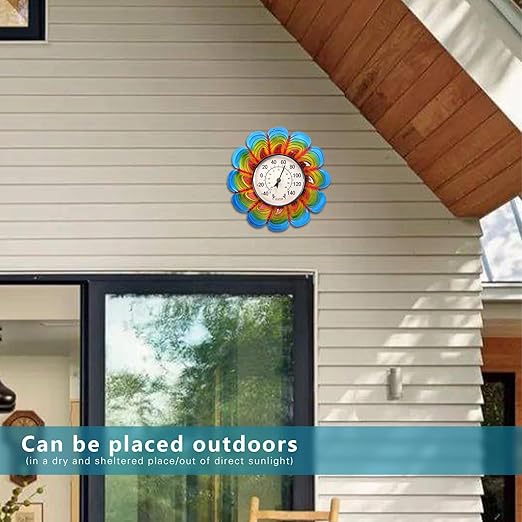 MUMTOP Outdoor Thermometers for Patio-Indoor Outdoor Wall Thermometer - Colorful Flower Outside Thermometer Decorative Temperature for Home or Garden Decor