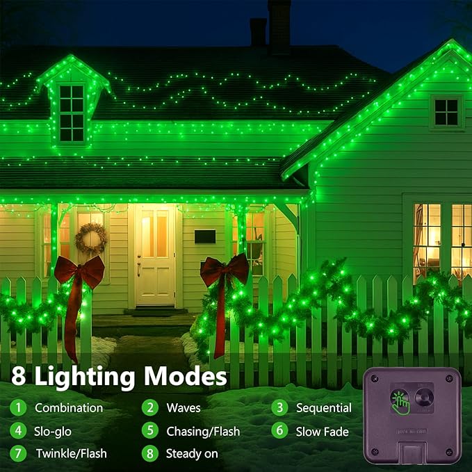 St. Patrick's Day Green Solar String Lights Outdoor, 2-Pack 72FT 400 LED Solar Fairy Lights, Copper Wire Twinkle Light for St. Patrick's Day Decorations Bedroom Party Garden Patio Tree (Green)